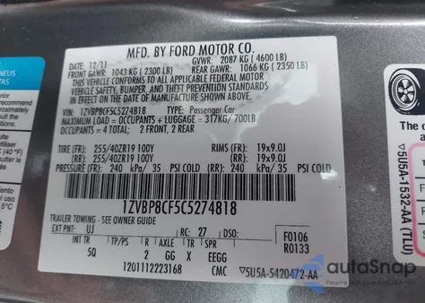 2012 Ford Mustang Gt Premium из США, поврежденный, VIN 1ZVBP8CF5C5274818